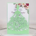 Elegant light green laser-cut wedding invitation featuring a stylish female silhouette - Fruit Green