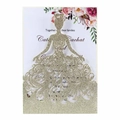 Glittering gold laser-cut wedding invitation cover in elegant bridal gown design - Glitter Pale Gold