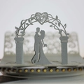 Spitzenherz 3D-Hochzeitseinladung in Cremeweiß mit glitzerndem Laser-Cut-Design - Silbergrau