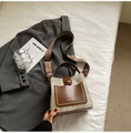 Beige suede and brown leather bucket bag with an ethnic woven shoulder strap - Beige Brown (Without Pendant)