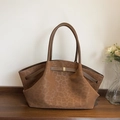Borsa tote marrone con stampa leopardata, fibbia dorata e doppi manici corti - Marrone