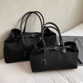 Ensemble de sacs cabas rétro noirs, tailles L et S, finition mate et fines anses - Grand / Noir