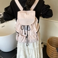 Leichter rosa Nylon-Rucksack mit Kordelzug und Klappe für Studenten und Reisende - Rosa