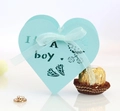 Detailed laser-cut light blue 'It's A boy' candy box with soft organza ribbon bow - Pearl Pale Blue