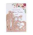 Laser cut rose gold glitter wedding invitation with Mr and Mrs silhouette design - Glitter Champagne Gold