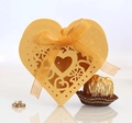 Scatola di caramelle cuore dorata tagliata al laser con nastro per regali di San Valentino - Oro