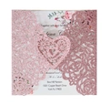 Invito matrimonio rosa oro intagliato al laser con finitura glitter e chiusura a cuore - Rosa Scintillante
