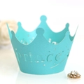 Laserschnitt hellblaue Prinz-Krone Cupcake-Hülle aus schimmerndem Perlenpapier - Tiffany Blau