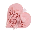 Pink heart-shaped laser-cut gift box with rose patterns and ribbon for wedding candy - Pink