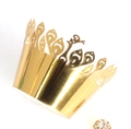 Golden mirror paper cupcake wrapper featuring intricate laser-cut peacock pattern - Reflective Gold