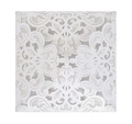 Elegant laser-cut square white lace invitation card with symmetrical floral pattern - Cover Only / White