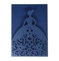 Elegant dark blue laser-cut wedding invitation featuring a hollow floral girl silhouette - Dark Blue
