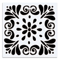Stencil quadrato in PET con motivo floreale nero per disegno e pittura fai-da-te - Stile Consistenza Floreale Simmetrica (B1)
