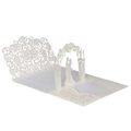 Exquisite laser-cut 3D pop-up wedding invitation featuring floral lace and couple silhouette - Ivory