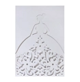 Detailed view of laser-cut floral ballgown silhouette on white wedding invitation card - White
