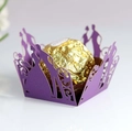 Involucro per cioccolato viola tagliato al laser per matrimoni con silhouette e decori - Viola scuro