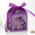 Scatola regalo viola tagliata al laser con motivi floreali e nastro per confetti nozze - Viola scuro
