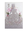 Detail der lasergeschnittenen Hochzeitseinladung mit silbernem Glitzer und Rosenmuster-Silhouette - Glitzer Silber