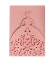 Pink laser-cut wedding invitation featuring an elegant dress silhouette with floral patterns - Pink