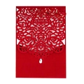 Red laser-cut wedding invitation card with rose pattern and sparkling crystal drop - Pearlescent Red