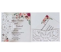 Set inviti matrimonio taglio laser con pizzo bianco e cartoncino RSVP floreale - Bianco