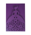 Macro detail of laser-cut dark purple invitation featuring an elegant female silhouette - Deep purple