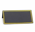 Detail shot of black place card with elegant gold foil border for luxury wedding tables - Black Card Gold Foil