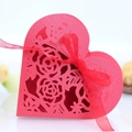 Scatola regalo rossa a forma di cuore con rosa laser e nastro di seta elegante - Rosso Perlato