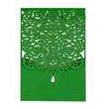 Laser cut grass green wedding invitation card with mandala pattern and water drop crystal - Dark Green
