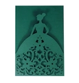 Laser cut dark green wedding invitation card featuring an elegant girl silhouette design - Dark Green