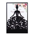 Invitación de boda negra cortada con láser con silueta de novia y motivos de rosas - Negro