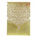 Partecipazione matrimonio rosa intagliata laser glitter oro con cristallo e inserto rosa - Oro