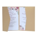 Elegante invitación de boda dorada cortada por láser con tarjeta interior floral - Beige Dorado