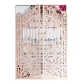 Faire-part de mariage découpé au laser en papier rose gold avec carte florale - Rose chair