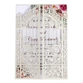 Faire-part de mariage découpé au laser blanc cassé avec carte florale à l'aquarelle - Ivoire