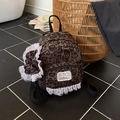 Mini rugzak met luipaardprint, wit kant en bijpassend haaraccessoire - Bruin