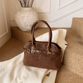 Sac fourre-tout à motif léopard marron avec poignées en cuir et détails en métal doré - Marron