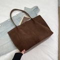 Brown suede tote bag with large capacity for daily commuting and vintage style - Coffee without Pendant