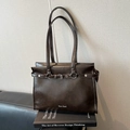Vintage dark brown PU leather tote bag with buckle straps and minimalist design - No Pendant / Brown