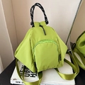 Leichter neongrüner Dreiecks-Rucksack aus Nylon mit geflochtenem Seilgriff für Damen - Grün