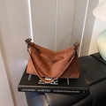 Sac à bandoulière vintage en daim marron avec fermeture éclair métallique - Brun Sans Pendentif