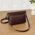 Bolso bandolera retro marrón oscuro con bolsillo de cremallera y correa ajustable - Marrón