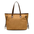 Borsa tote in pelle scamosciata marrone con manici scuri e dettagli metallici - Marrone