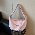 Borsa a tracolla viola chiaro con trama a quadri e tracolla regolabile per donna - Viola