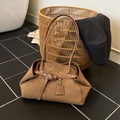 Vintage brown frosted faux suede shoulder bag with large capacity and metal buckle - Brown