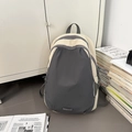 Zaino capiente bicolore in tela beige e grigio antracite per viaggi e università - Grigio