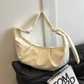 Elegante borsa hobo bianco crema con tracolla annodata e dettagli in pelle plissettata - Bianco Senza Pendente