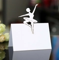 Elegant white laser-cut ballerina place card on dark mirror surface for weddings - White