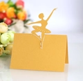 Elegant gold laser-cut ballet dancer table place card for weddings and events - Gold