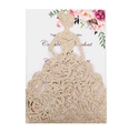 Invito di nozze elegante tagliato al laser con glitter dorati e inserto floreale - Oro Rosa Scintillante